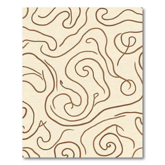 Earthy Brown Swirl Abstract Lines Rug