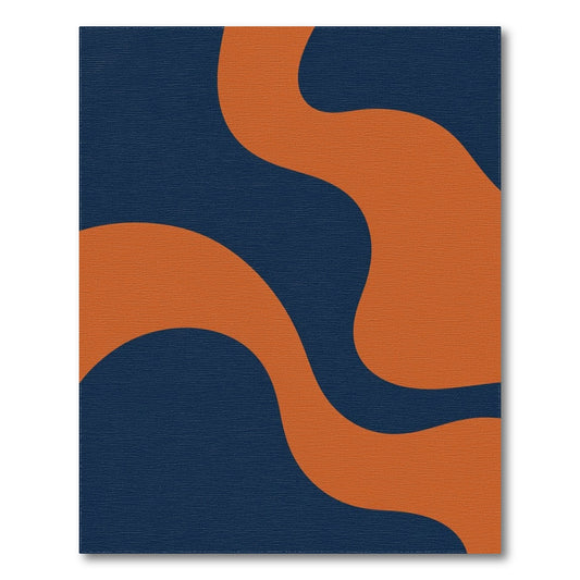 Multi-color and Patterns Navy and Orange Abstract Wave Area Rug