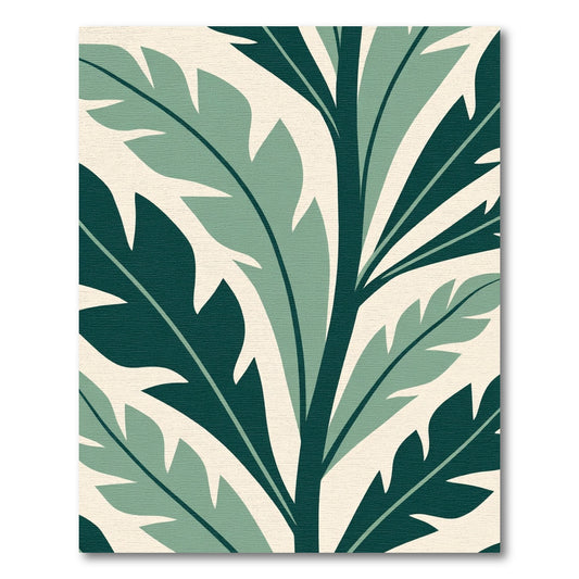 Deep Teal Green Leafy Fronds Rug