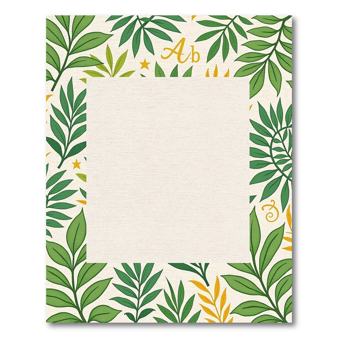 Green Leafy Branches Cream Background Rug