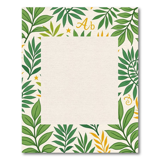Green Leafy Branches Cream Background Rug