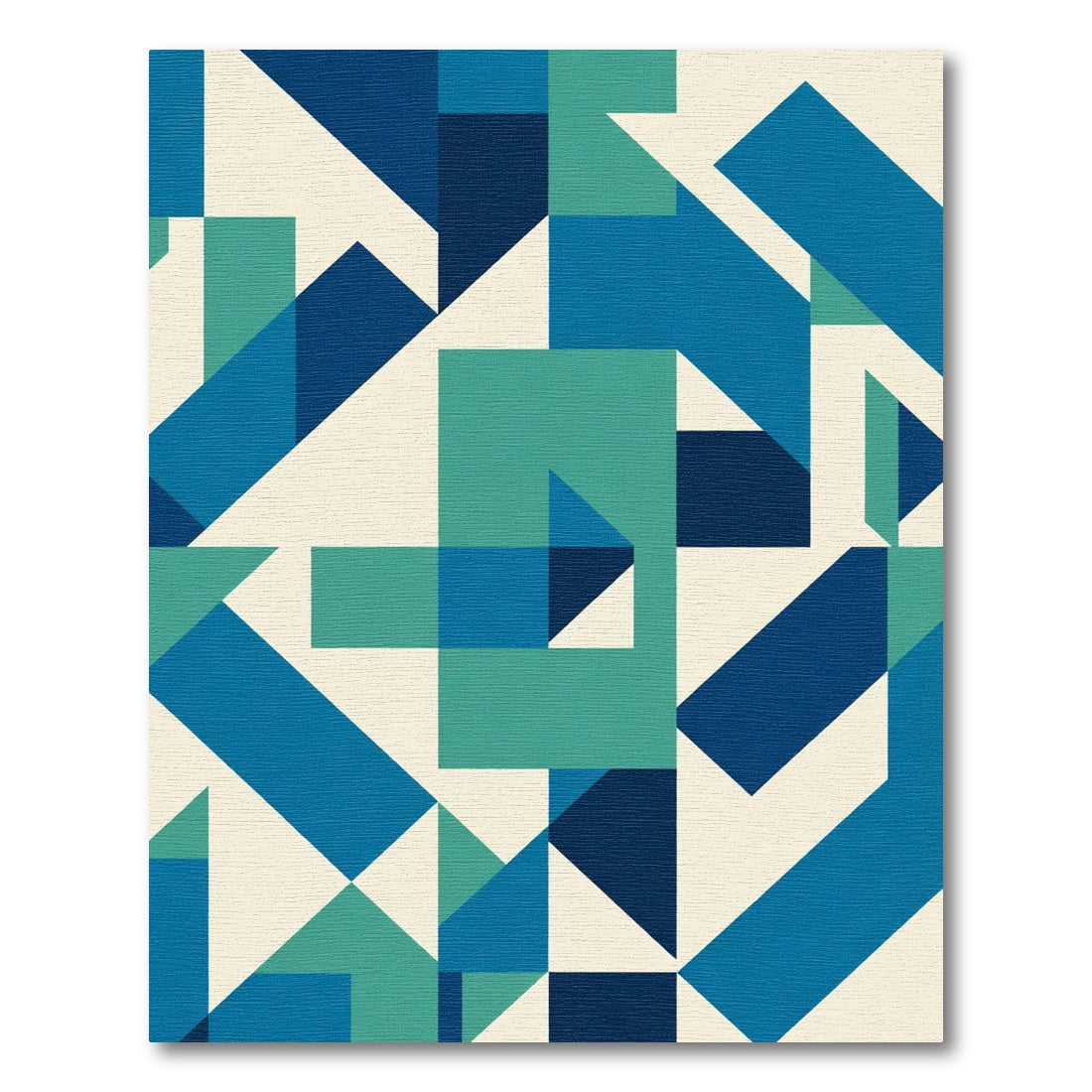 Geometric Blue Teal Abstract Shapes Rug