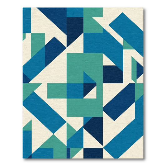 Geometric Blue Teal Abstract Shapes Rug