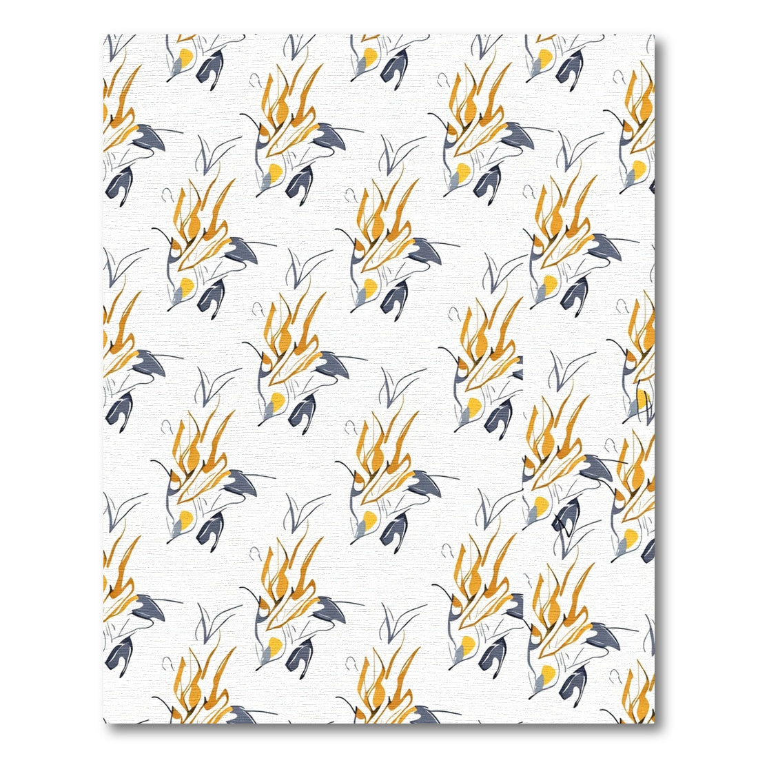 Abstract Golden Gray Flame Swirl Rug