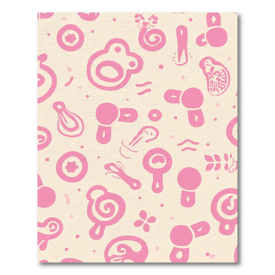 Whimsical Pink Abstract Forms Rug