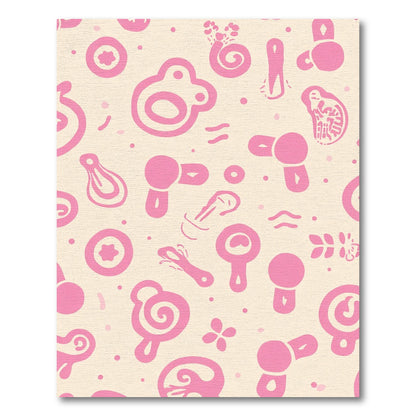 Whimsical Pink Abstract Forms Rug