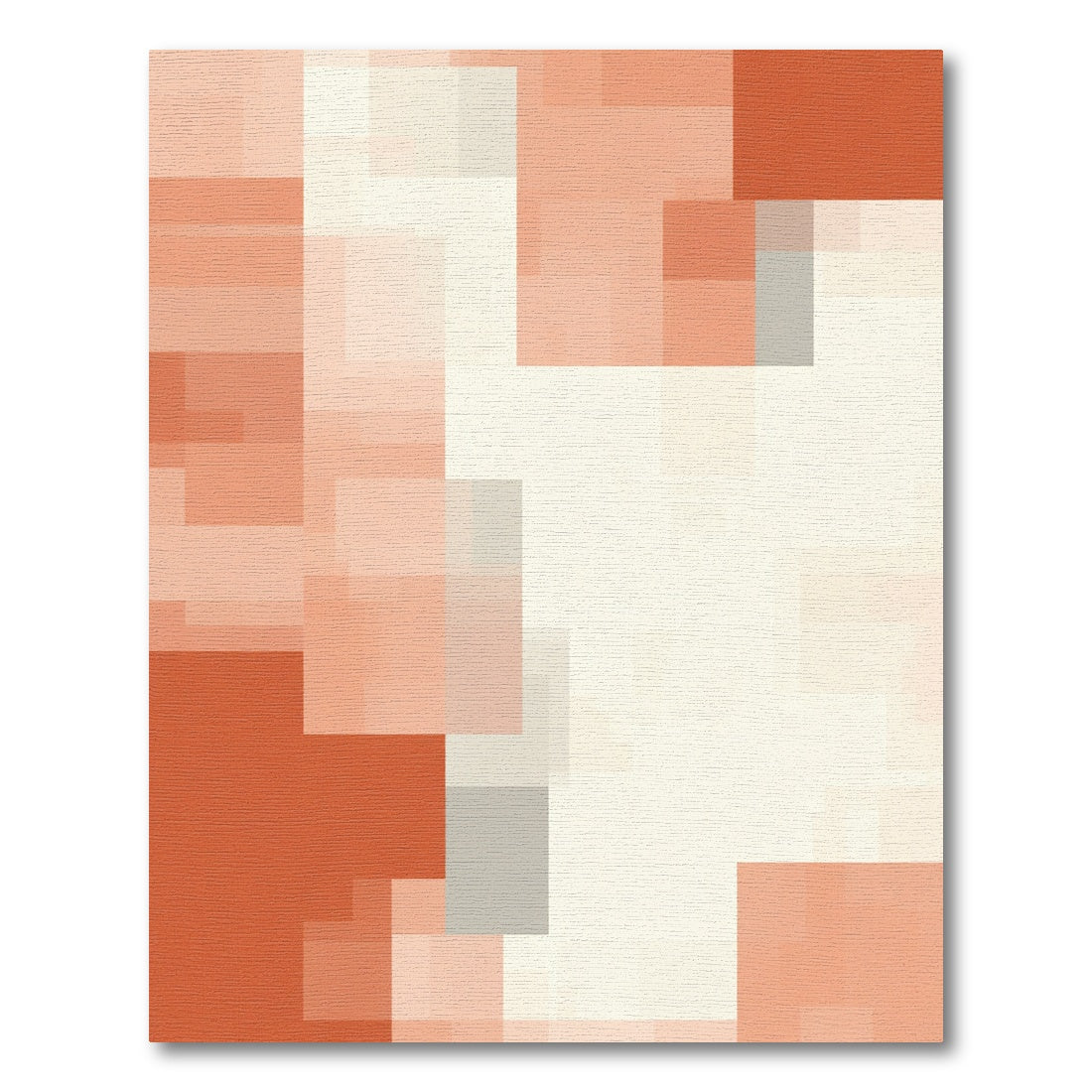 Terracotta Cream Geometric Blocks Rug