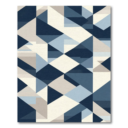 Naval Blue Geometric Facet Rug