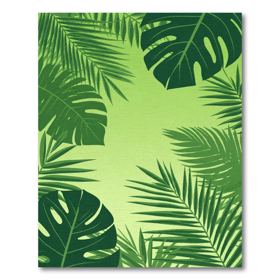 Dark Green Tropical Leaf Arrangement Rug