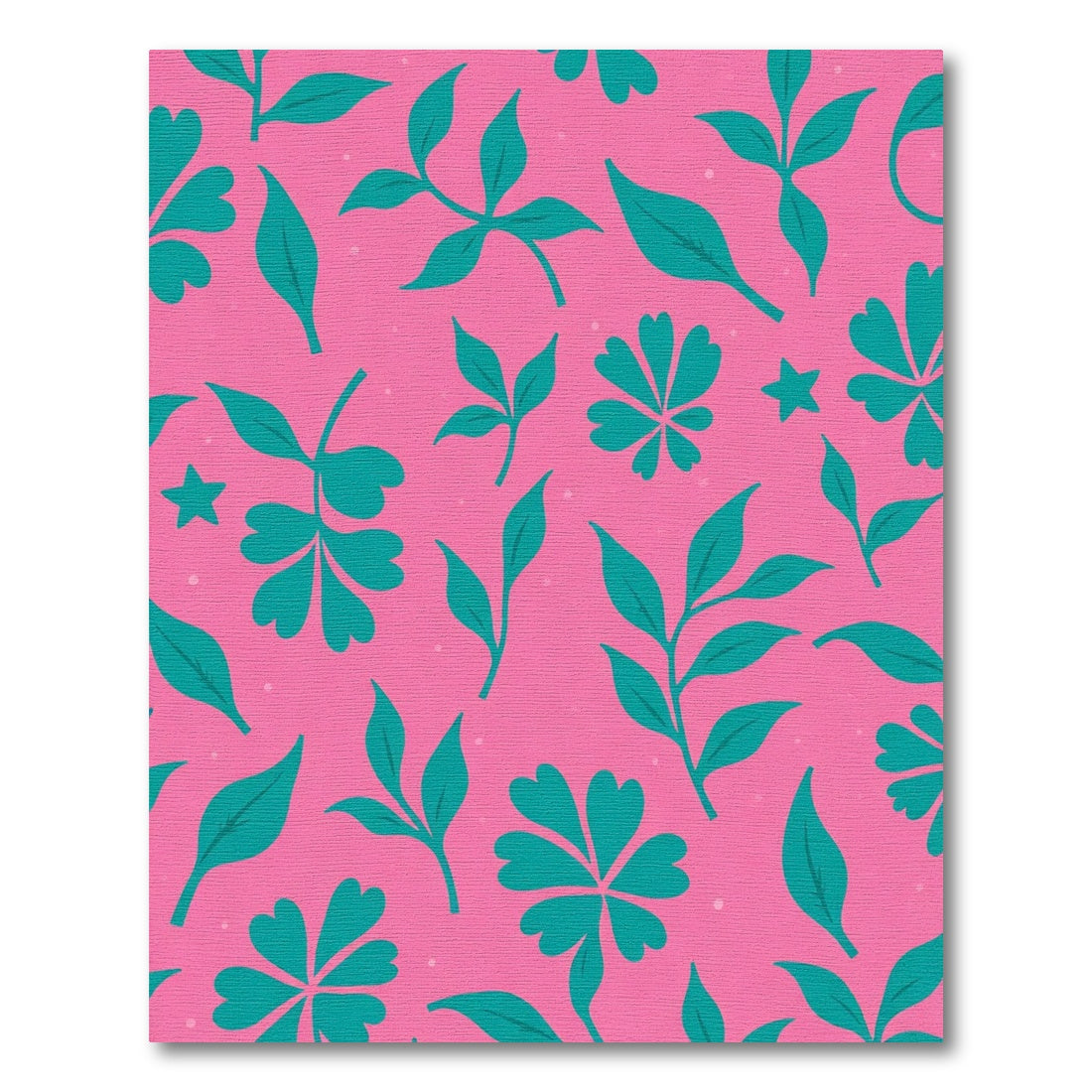 Teal Foliage On Hot Pink Background Rug