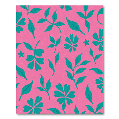 Teal Foliage On Hot Pink Background Rug