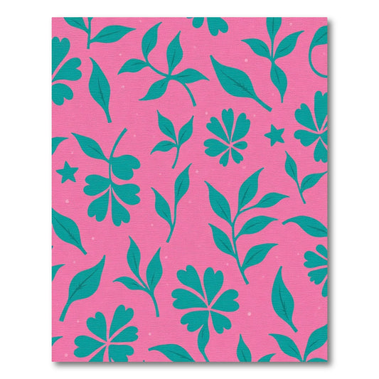 Teal Foliage On Hot Pink Background Rug