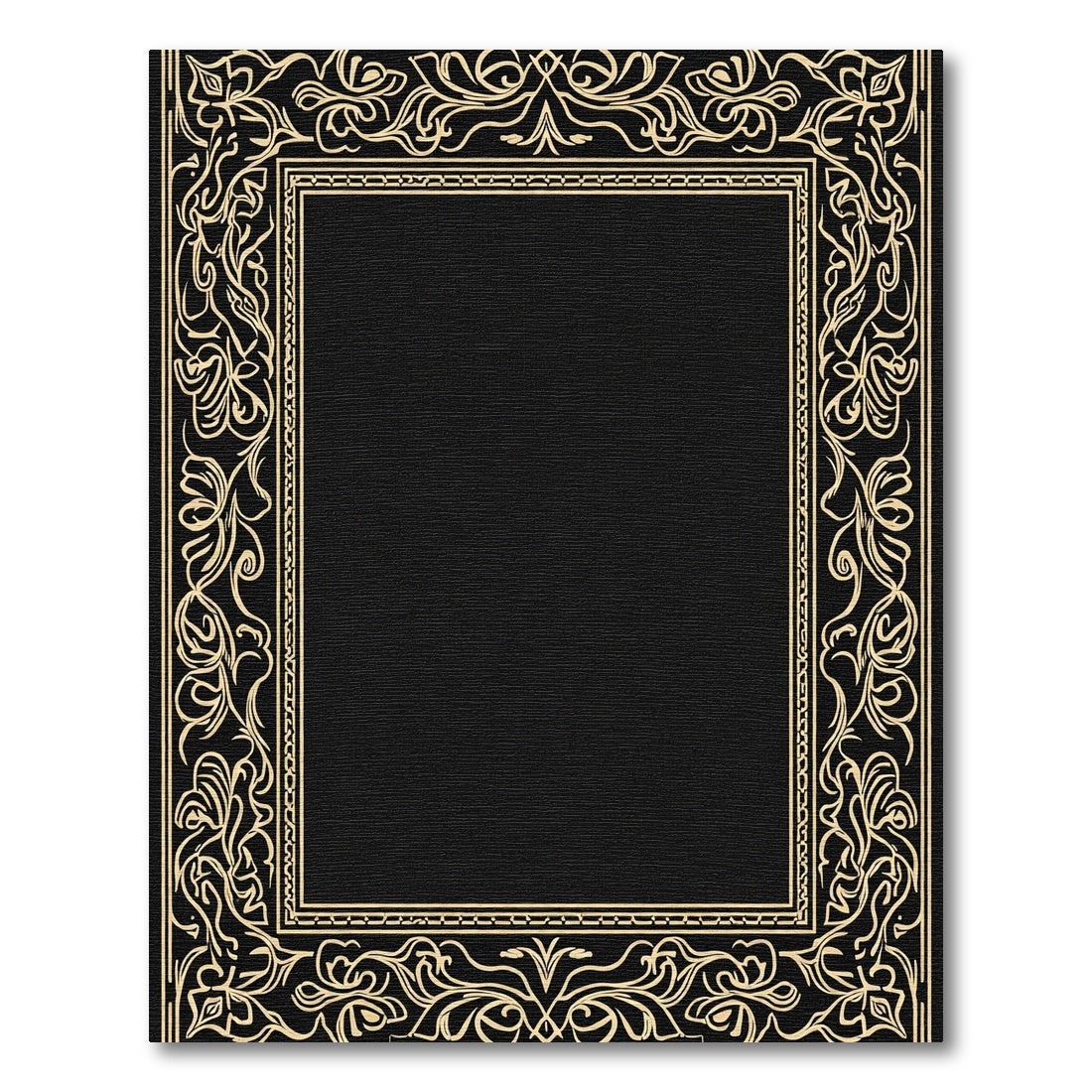 Ornate Golden Floral Border Rug