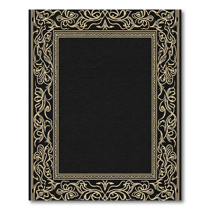Ornate Golden Floral Border Rug