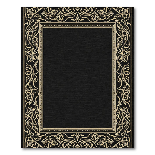 Ornate Golden Floral Border Rug