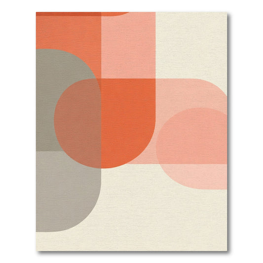 Coral Gray Mid Century Circles Rug