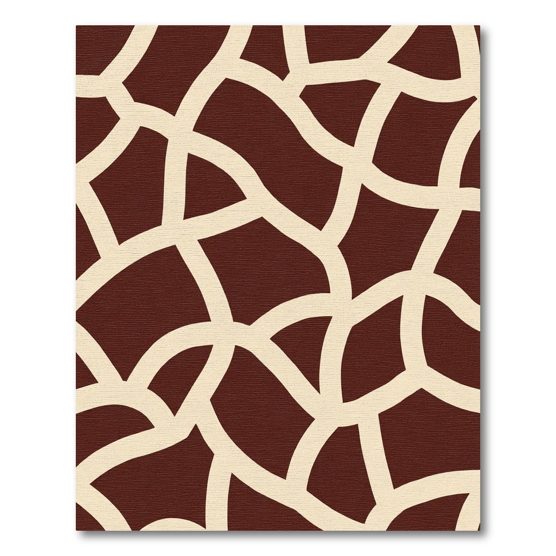 Crimson And Cream Organic Interlocking Shapes Rug