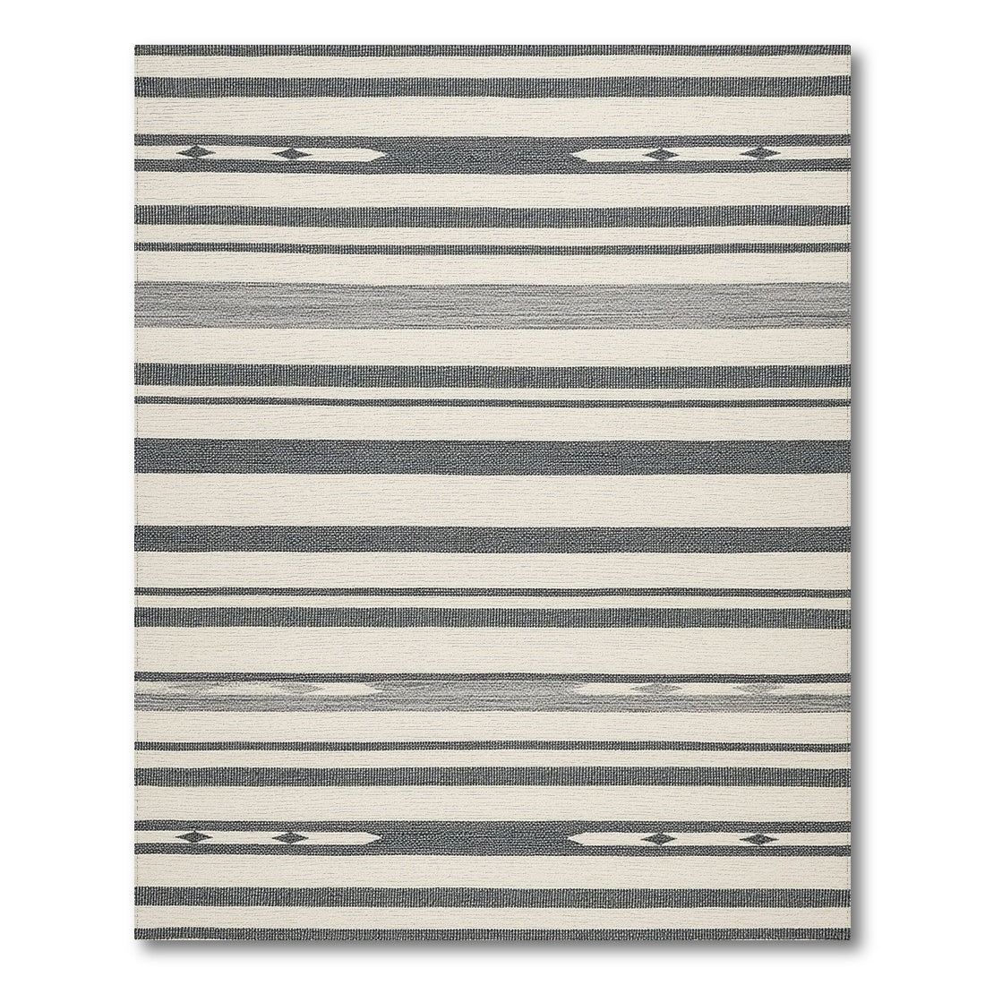 Black White Striped Geometric Area Rug