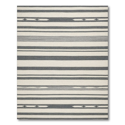 Black White Striped Geometric Area Rug