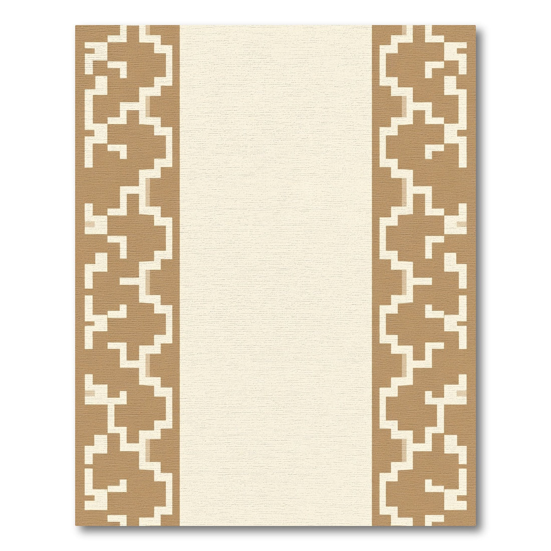 Gold Tan Geometric Border Rug