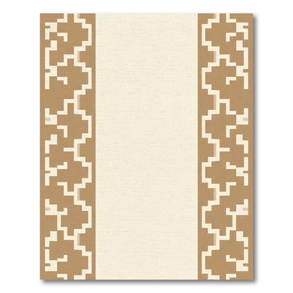 Gold Tan Geometric Border Rug