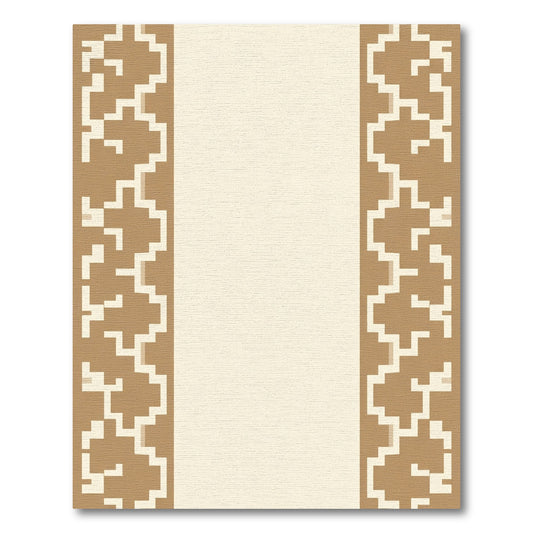 Gold Tan Geometric Border Rug