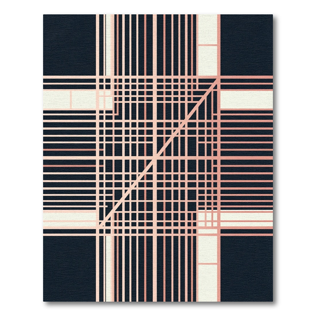 Pink Line Intersection Grid Rug