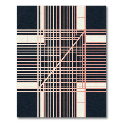 Pink Line Intersection Grid Rug