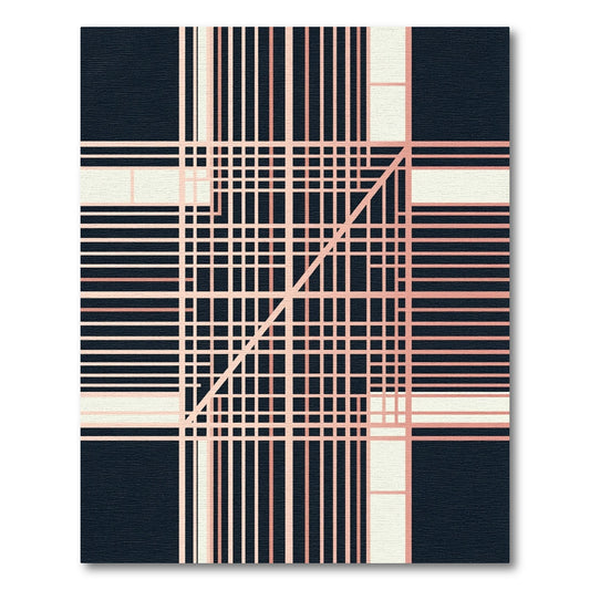 Pink Line Intersection Grid Rug