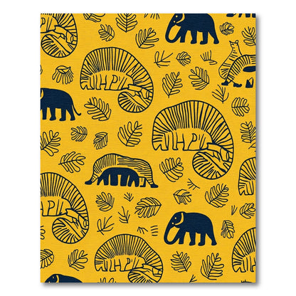 Golden Yellow Elephant Leaf Pattern Rug