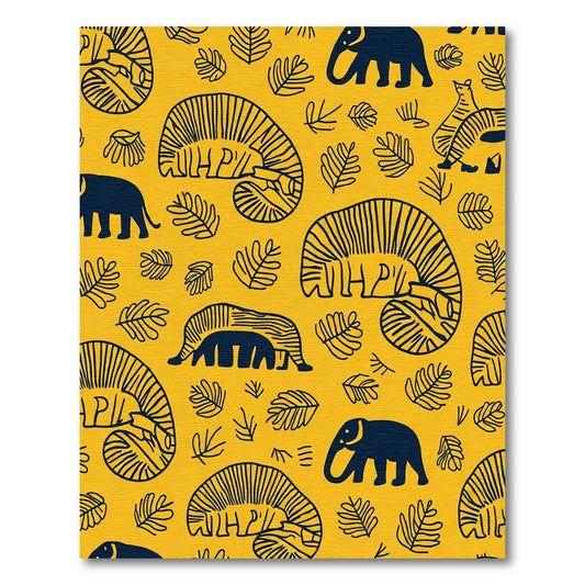Golden Yellow Elephant Leaf Pattern Rug