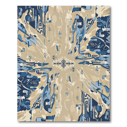 Abstract Tonal Blue Earthy Burst Rug