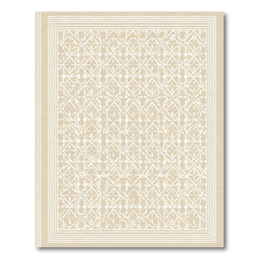 Cream Geometric Lattice Trellis Rug