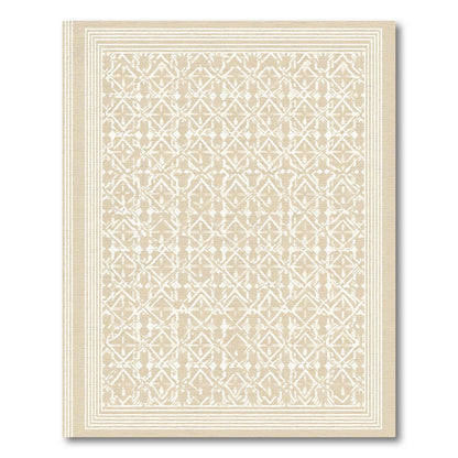 Cream Geometric Lattice Trellis Rug