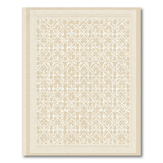 Cream Geometric Lattice Trellis Rug