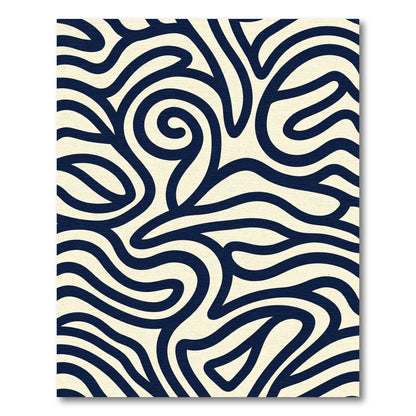 Deep Blue Swirls On Cream Background Rug