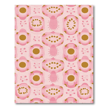 Pink Abstract Blossom Medallion Rug