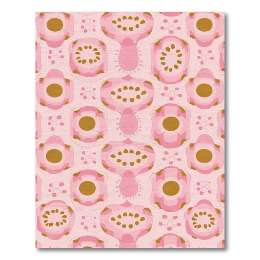 Pink Abstract Blossom Medallion Rug