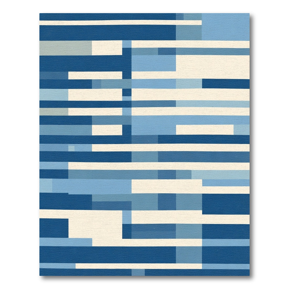 Abstract Blue Geometric Blocks Rug