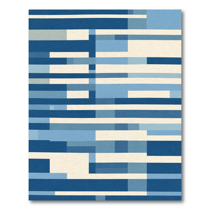 Abstract Blue Geometric Blocks Rug