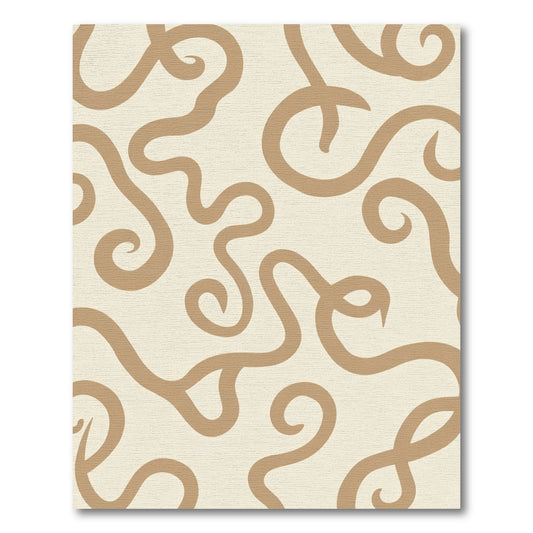 Neutral Tan Swirl Abstract Rug