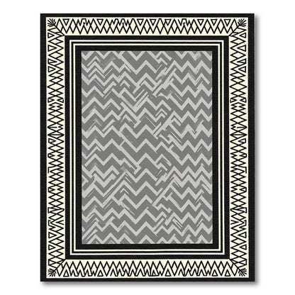 Tribal Black Cream Geometric Chevron Rug