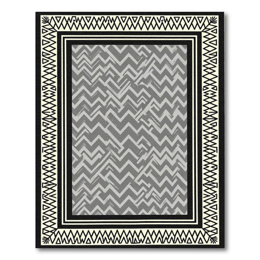 Tribal Black Cream Geometric Chevron Rug