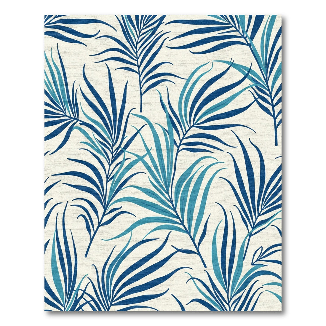 Deep Blue Palm Frond Foliage Rug