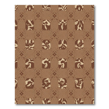 Brown Ochre Abstract Organic Squares Rug