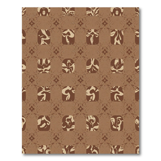 Brown Ochre Abstract Organic Squares Rug