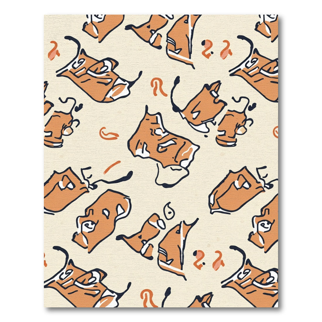 Orange Contemporary Sketchy Figures Rug