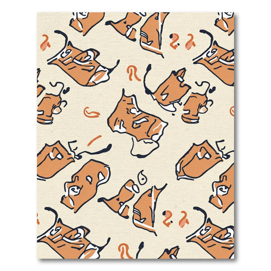 Orange Contemporary Sketchy Figures Rug