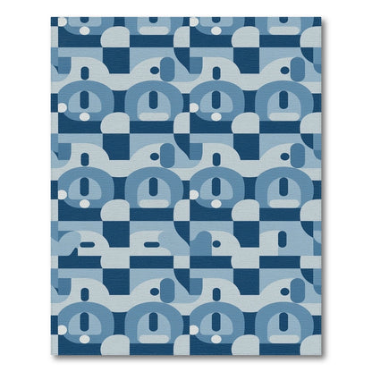 Blue Geometric Modern Area Rug