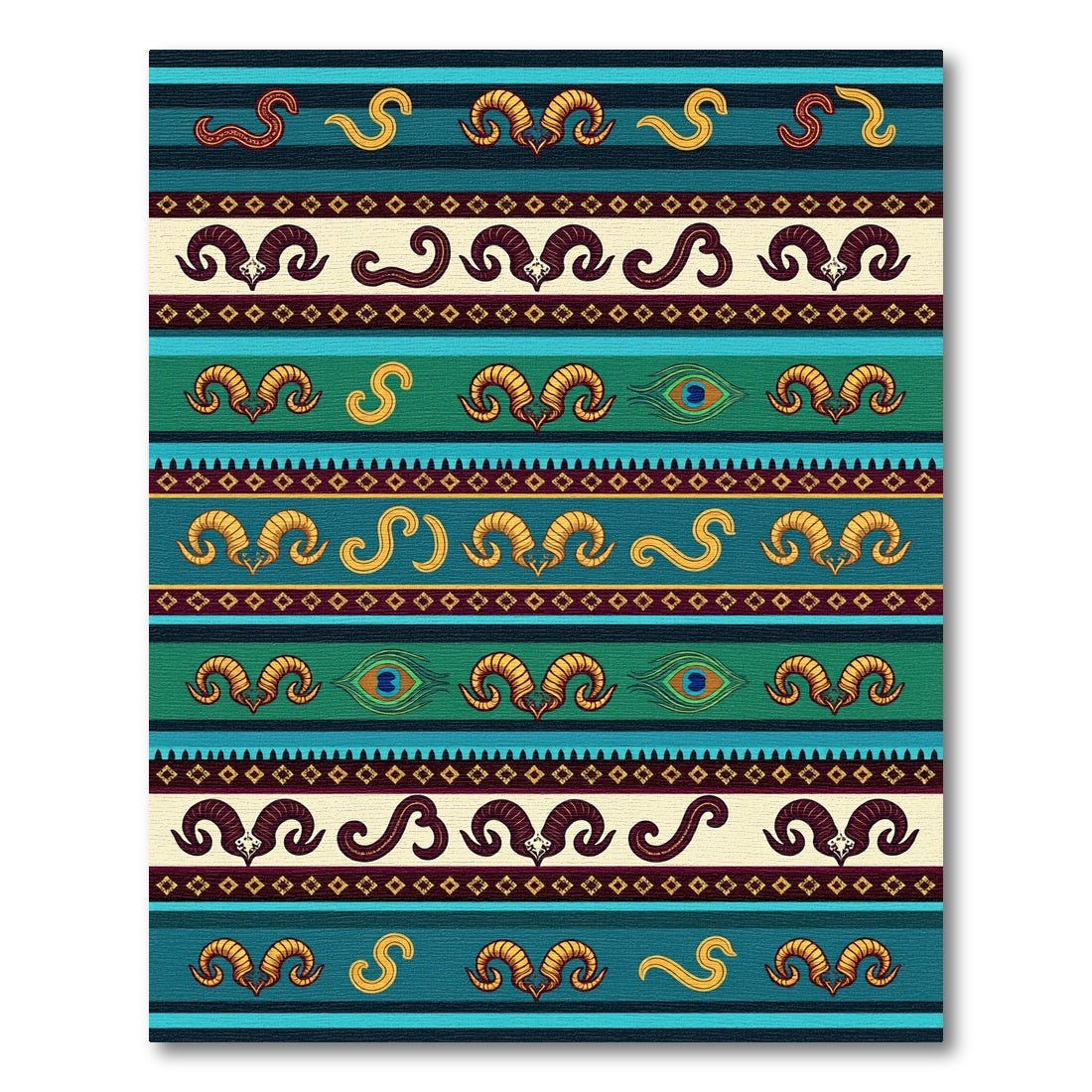 Golden Ram Horn Peacock Eye Bands Rug